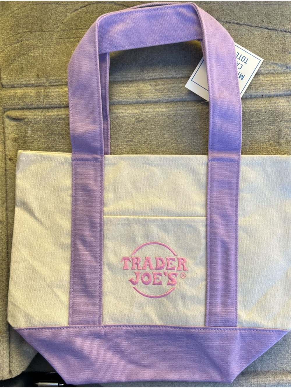 NWT Trader Joe’s Lavender Mini Pastel Canvas Tote Bag